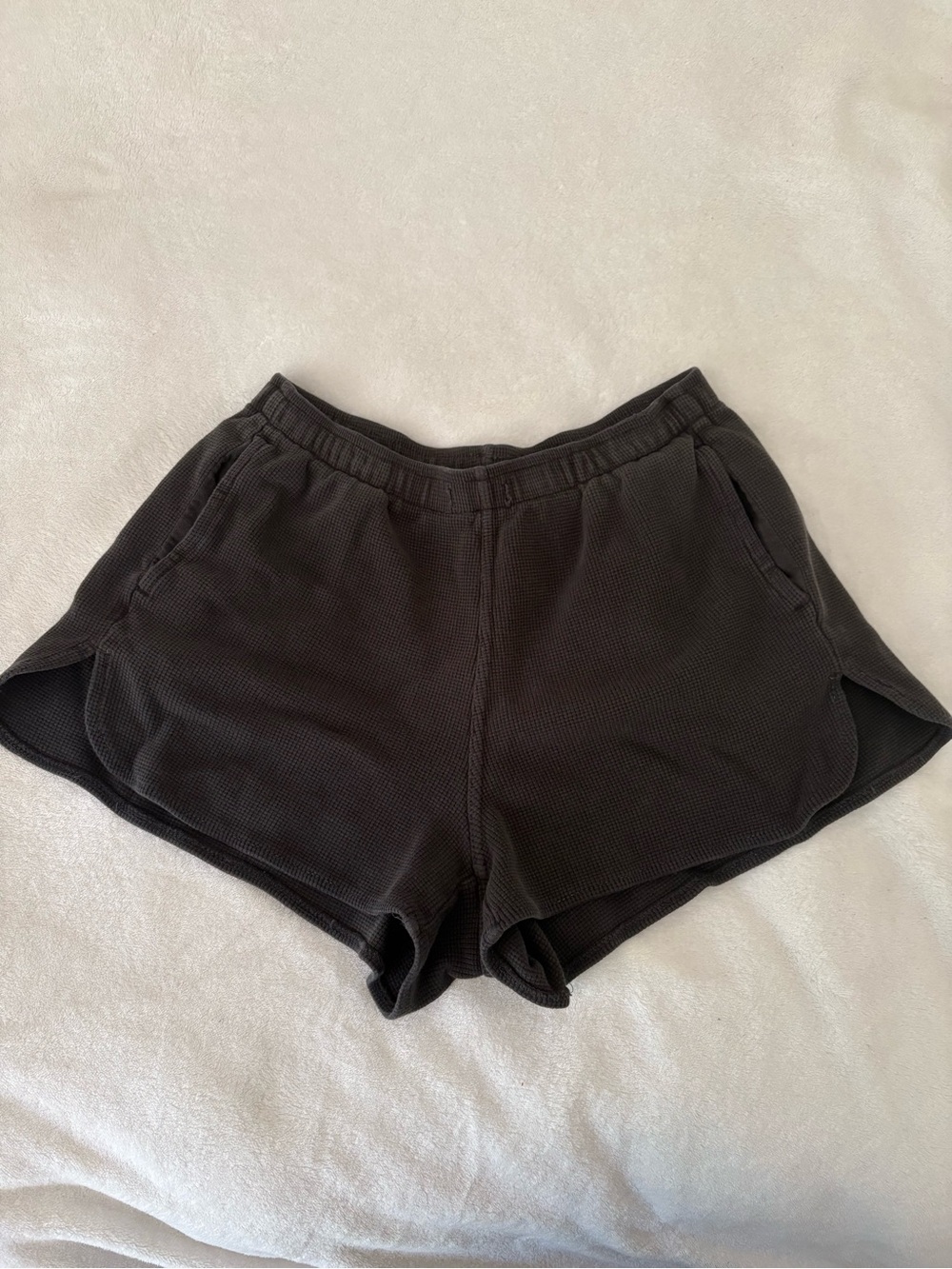 Brandy Melville Black Waffle Knit Shorts (no drawstring)